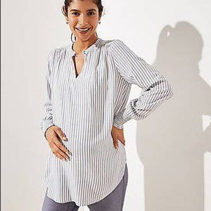 LOFT Maternity Striped Smocked Ruched Blouse XXS